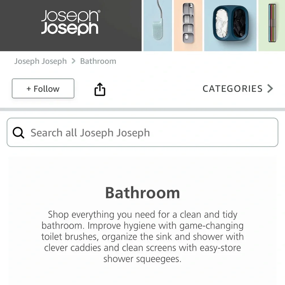 Joseph Joseph l EasyStore Self-Draining Storage Hooks Corner Shelf Shower Caddy